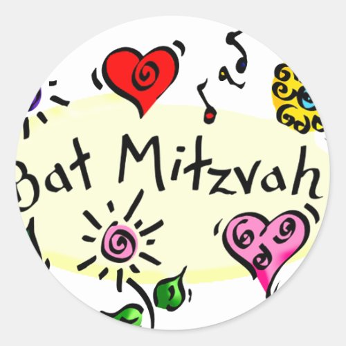 Bat Mitzvah Classic Round Sticker