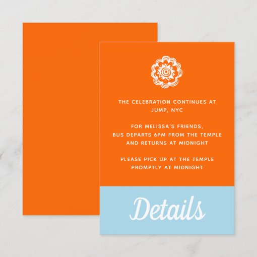 Bat Mitzvah Color Block Insert Details Card Zazzle