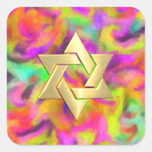 Bat Mitzvah Colorful Abstract Watercolor Any Color Square Sticker