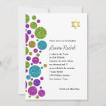 Bat Mitzvah Colorful Glittery Dots Invitation<br><div class="desc">Bar Mitzvah and Bat Mitzvah invitation sets designed by Umua. Printed and shipped by Zazzle or its partners.</div>