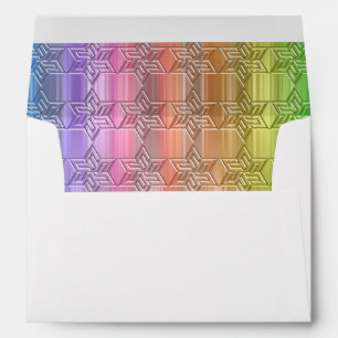 Bat Mitzvah Colorful Rainbow Star Damask Envelope
