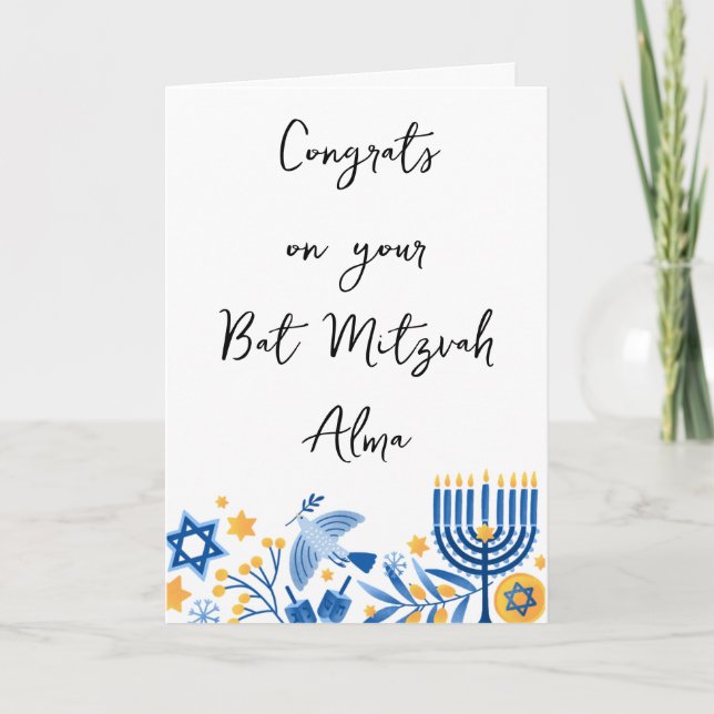bat mitzvah congratulations cards (Front)
