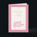 Bat Mitzvah Congratulations, Pink Tree Card<br><div class="desc">A feminine Bat Mitzvah congratulations card with white tree and pin abstract leaves on ivory,  textured look background with pink border. There is a small pink Star of David accent at the top.</div>