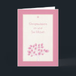 Bat Mitzvah Congratulations, Pink Tree Card<br><div class="desc">A feminine Bat Mitzvah congratulations card with white tree and pin abstract leaves on ivory,  textured look background with pink border. There is a small pink Star of David accent at the top.</div>