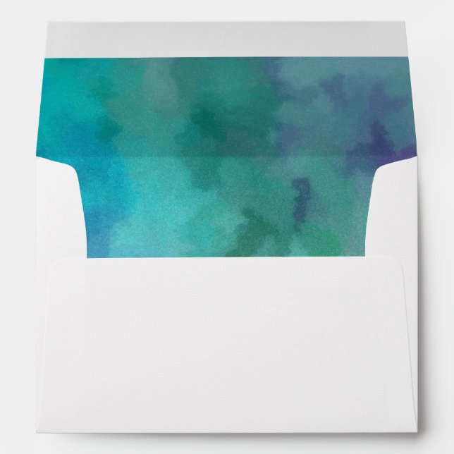 Bat Mitzvah Cool Colors Aqua Blue Purple White Envelope (Back (Bottom))