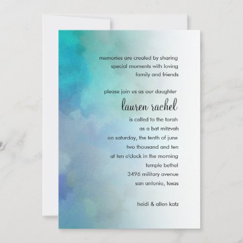 Bat Mitzvah Cool Colors Custom Invitations