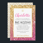 BAT MITZVAH cool luxe pink gold glitter invite<br><div class="desc">by kat massard >>> kat@simplysweetPAPERIE.com <<< - - - - - - - - - - - - - - - - - - - - - - - - - - - - - - - - - - - - - - - - - - - CONTACT ME...</div>
