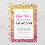 BAT MITZVAH cool luxe pink gold glitter invite<br><div class="desc">by kat massard >>> kat@simplysweetPAPERIE.com <<< - - - - - - - - - - - - - - - - - - - - - - - - - - - - - - - - - - - - - - - - - - - CONTACT ME...</div>