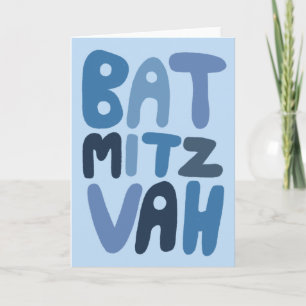 BAT MITZVAH Customizable Modern Bubble Letters  Card