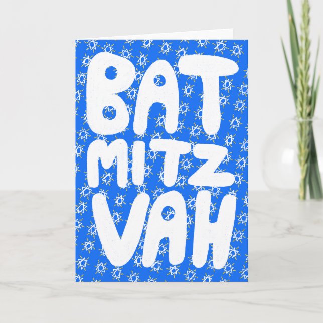 BAT MITZVAH Customizable Star of David Pattern  Card (Front)