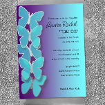Bat Mitzvah Dimensional Butterfly Turquoise Purple Invitation<br><div class="desc">Bat Mitzvah designs by Umua. Printed and shipped by Zazzle or its partner.</div>
