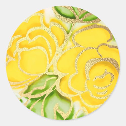 Bat Mitzvah Drawing of Yellow Roses Classic Round Sticker
