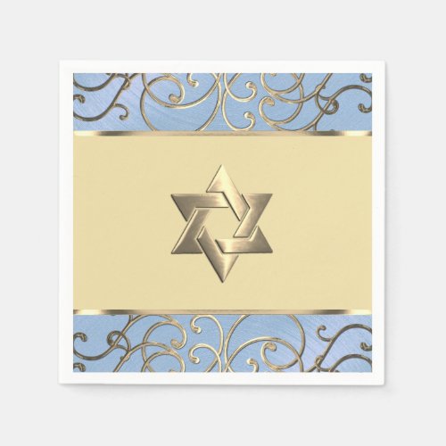 Bat Mitzvah Elegant Dusty Blue and Gold Filigree