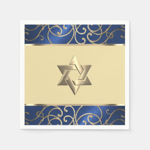 Bat Mitzvah Elegant Navy Blue and Gold Filigree Napkins
