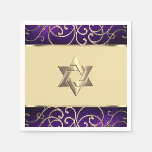 Bat Mitzvah Elegant Purple and Gold Filigree