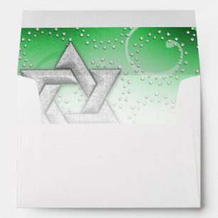 Bat Mitzvah Emerald Shimmer Star of David Envelope