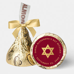 Bat Mitzvah Favor Faux Gold Star of David Burgundy