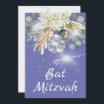 Bat Mitzvah Floral  Disco Ball  Purple Invitation<br><div class="desc">Set the scene for a Disco themed celebration.
Purple is the background color for this floral Disco ball elegant custom Bat Mitzvah design.
Silver color spots are also on the design.
Easily change the information for your own custom invitation.
 From a range of custom stationary from Chessie's Fine Designs.</div>