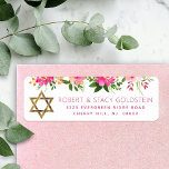 Bat Mitzvah Floral Pink Gold Girly Return Address Label<br><div class="desc">Be proud, rejoice and celebrate this milestone of your favorite Bat Mitzvah whenever you use this sophisticated, personalized return address label! A chic, stunning, peach pink floral watercolor, faux gold foil Star of David and modern dusty rose sans serif type overlay a white background. Personalize the custom text with your...</div>