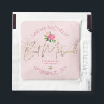 Bat Mitzvah Floral Pink Watercolor Gold Script Hand Sanitizer Packet<br><div class="desc">Help your guests feel and stay safe with these personalized hand sanitizer party favors. A chic, stunning, hot pink floral watercolor, faux gold foil script typography and Star of David, as well as modern dusty rose sans serif type overlay a soft pink & confetti dots background. Personalize the custom text...</div>