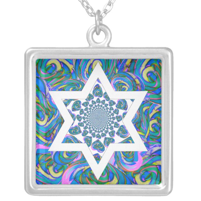 Bat Mitzvah gift. Hanukkah gift Necklace! Silver Plated Necklace (Front)