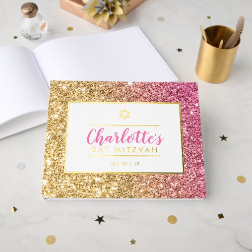 BAT MITZVAH glam chic cool luxe pink gold glitter