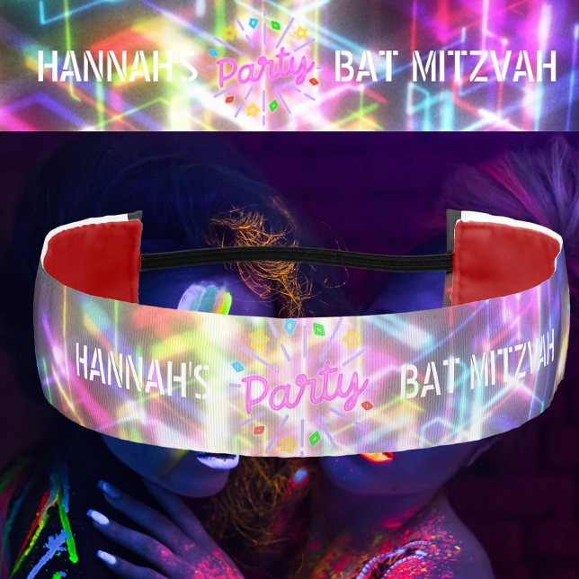 Bat Mitzvah Glow Party Add Name and EVENT Athletic Headband (Creator Uploaded)