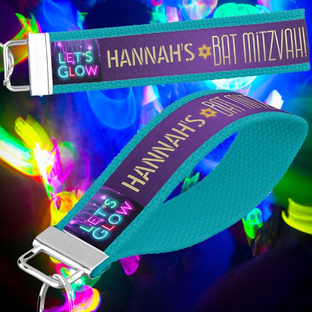 Bat Mitzvah Glow Party VIP ID WRIST BAND Wrist Keychain (Creator Uploaded)