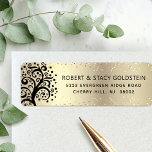 Bat Mitzvah Gold Black Tree of Life Return Address Label<br><div class="desc">Be proud, rejoice and showcase this milestone of your favorite Bat Mitzvah with this fun, sophisticated, personalized return address label! A graphic black tree with Star of David and dot “leaves” and black sans serif typography, overlay a sophisticated, faux gold glitter dots and gold foil ombre background. Personalize the custom...</div>