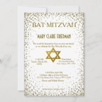 Bat Mitzvah | Gold Confetti Invitation