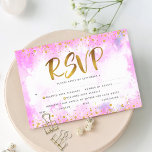 Bat Mitzvah gold foil girly pink watercolor entrée RSVP Card<br><div class="desc">Be proud, rejoice and showcase this milestone of your favorite Bat Mitzvah! Include this stunning, modern, sparkly gold faux foil and glitter dots and typography script against a soft pink watercolor background, personalized RSVP insert card for your event. Personalize the custom text with the “reply by” date and entrée choice...</div>