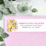 Bat Mitzvah Gold Pink Tree of Life Return Address Label<br><div class="desc">Be proud, rejoice and showcase this milestone of your favorite Bat Mitzvah with this fun, sophisticated, personalized return address label! A stunning, graphic faux gold foil tree with sparkly pink, orange, and red Star of David and dot “leaves” overlays a white background. Personalize the custom text with your name and...</div>