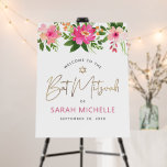 Bat Mitzvah Gold Pink Watercolor Floral Welcome Foam Board<br><div class="desc">Proudly welcome every guest of your daughter’s Bat Mitzvah party! Display this stunning, modern, stylish, personalized vertical foam core poster board to add to her special day. A chic, stunning, pink and peach floral watercolor with faux gold foil script typography, Star of David and modern dusty rose and gray sans...</div>