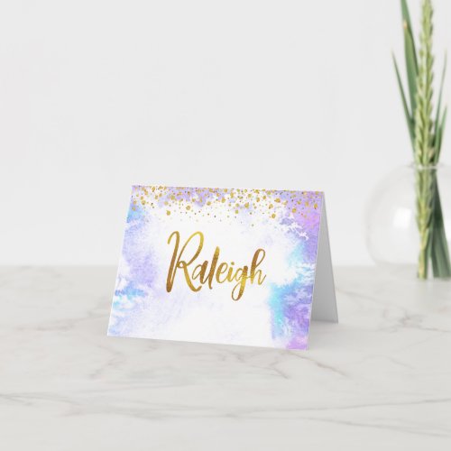 Bat Mitzvah Gold Script Purple Custom Name Raleigh