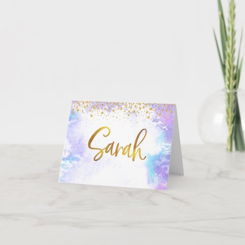 Bat Mitzvah Gold Script Purple Watercolor Sarah
