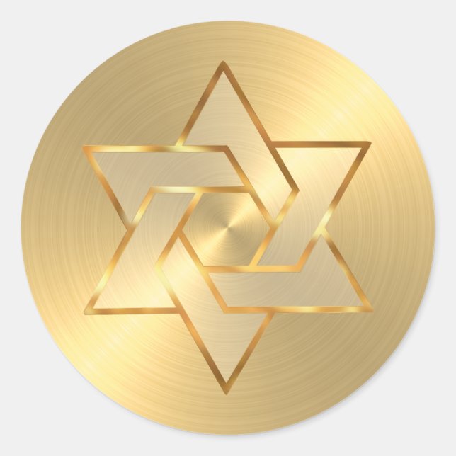 Bat Mitzvah Gold Star of David Classic Round Sticker (Front)
