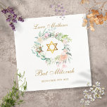 Bat Mitzvah Gold Star of David Floral Napkins<br><div class="desc">Featuring a delicate watercolor floral garland,  this chic Bat Mitzvah napkin can be personalized with your special event details.  Designed by Thisisnotme©</div>