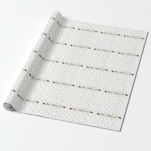 Bat Mitzvah Gold Star on White Wrapping Paper