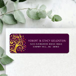 Bat Mitzvah Gold Tree Life Burgundy Return Address Label<br><div class="desc">Be proud, rejoice and showcase this milestone of your favorite Bat Mitzvah with this fun, sophisticated, personalized return address label! A stunning, graphic faux gold foil tree with sparkly pink, orange, and red Star of David and dot “leaves” overlays a rich purple burgundy background. Personalize the custom text with your...</div>