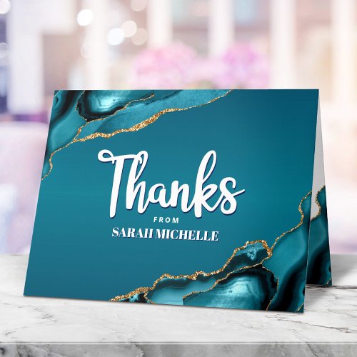 Bat Mitzvah Gold Turquoise Ombre Agate Bold Script