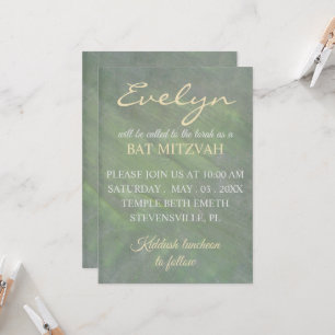 Bat Mitzvah Greens Silvers Invitation