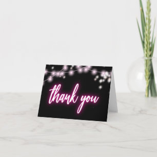 Bat Mitzvah Hot Pin Neon Themed Letterpress Thank You Card