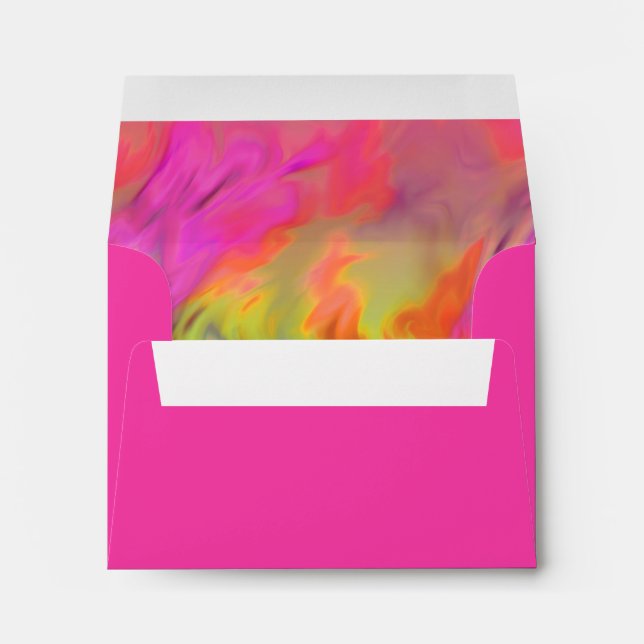 Bat Mitzvah Hot Pink and Green Tie Dye Envelope (Back (Bottom))
