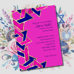 Bat Mitzvah Hot Pink Navy Blue Star of David Invitation<br><div class="desc">Bar Mitzvah and Bat Mitzvah invitation sets designed by Umua. Printed and shipped by Zazzle or its partners.</div>