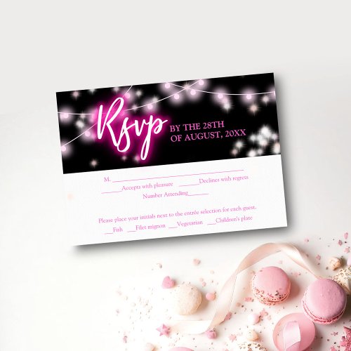 Bat Mitzvah Hot Pink Neon Themed RSVP