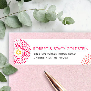 Bat Mitzvah Hot Pink Starburst Type Groovy Address Label