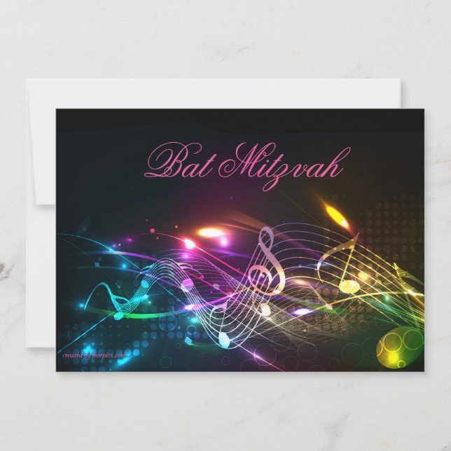 Bat Mitzvah Invitation, Bright Neon Lights Invitation (Front)