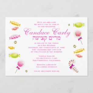 Bat Mitzvah Invitation Candy Candyland Theme