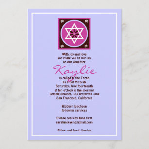 Bat Mitzvah Invitation Kaylie Jewish Star Grey