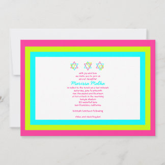 Bat Mitzvah Invitation Marissa Malka Pink Blue